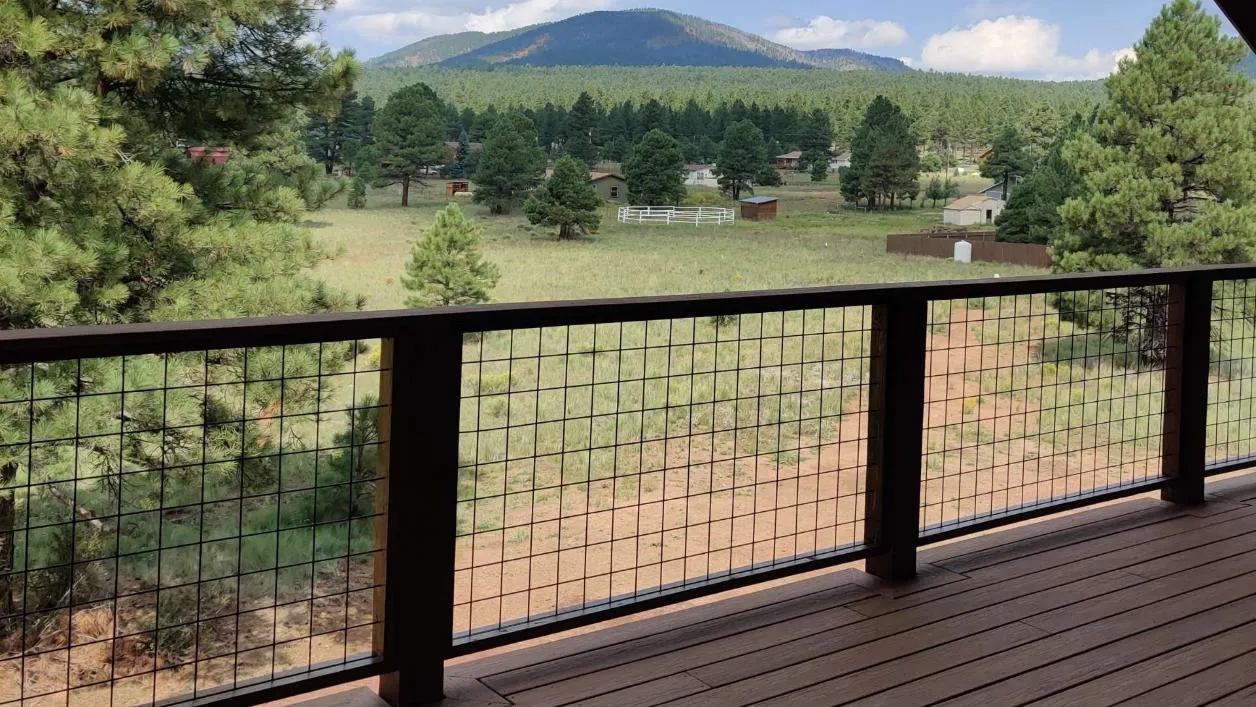 patio deck remodeling looking out on a green landscape in northern arizona